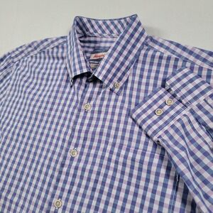 Johnnie O Abner Hangin' Out Shirt Mens M Purple Blue Plaid Long Sleeve